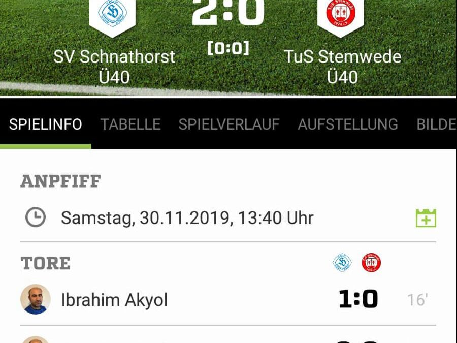 Ü40 – SV Schnathorst – TuS Stemwede 2:0 (0:0)